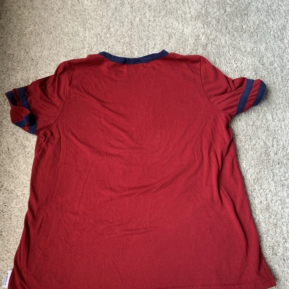 🎆🎇3for$9 Women’s Marvel Spider-Man t shirt; maroon with navy trim: size M - Picture 3 of 4